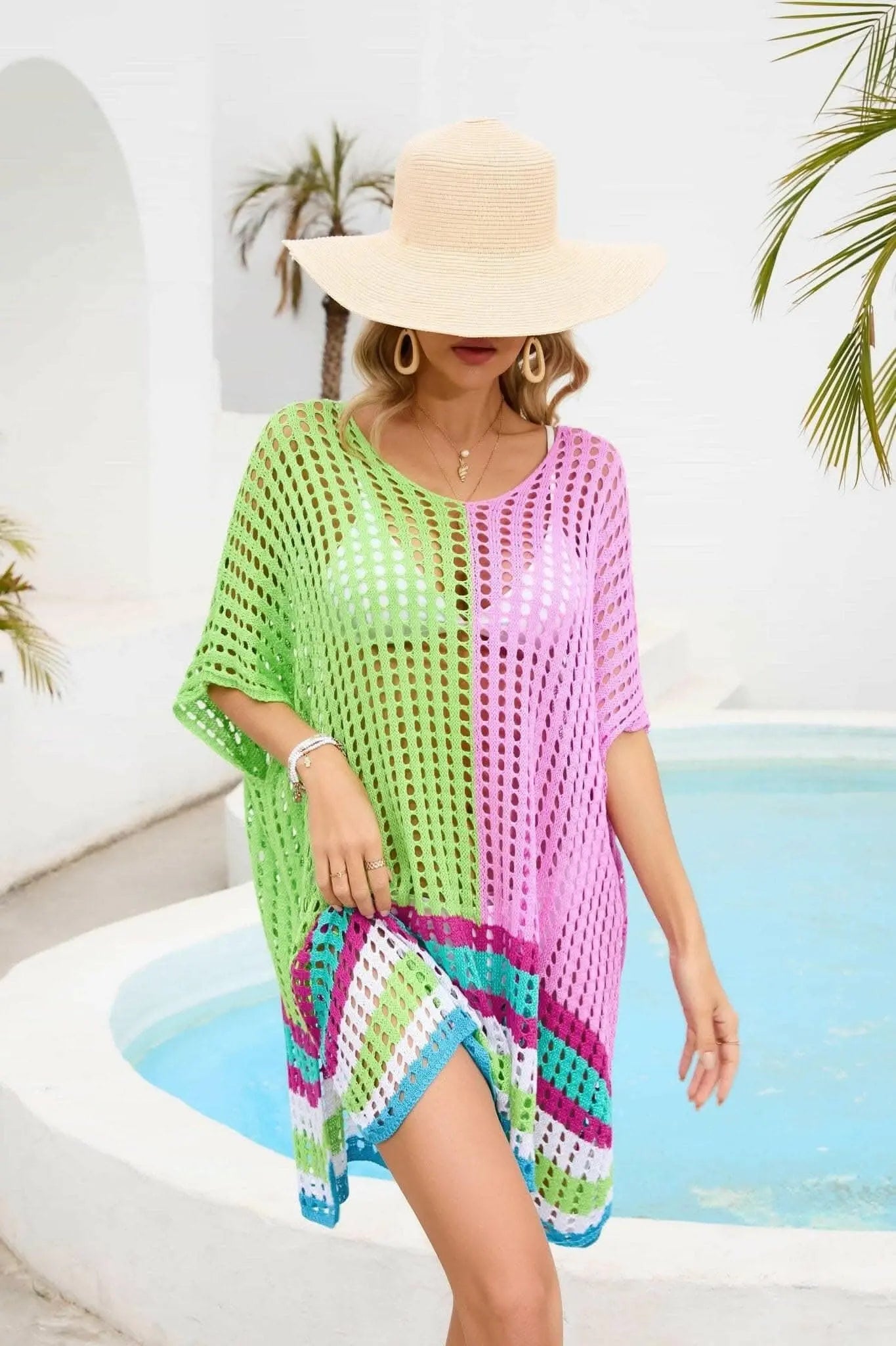 Chic openwork scoop neck cover-up - Love Salve